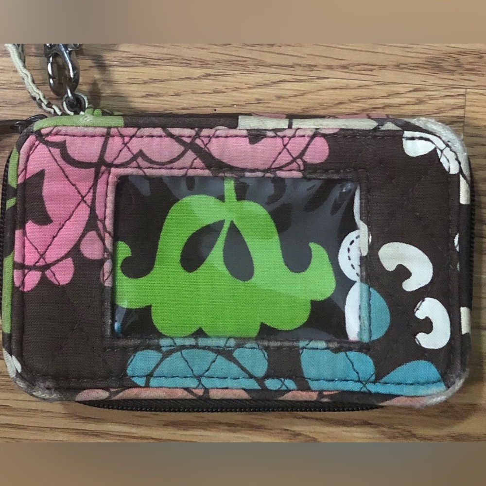 Vera Bradley Retired Brown Pink Green Floral Print Wristlet Wallet - Picture 6 of 6
